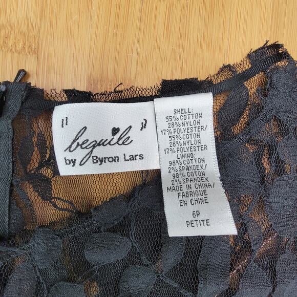 ANTHROPOLOGIE Byron Lars Size 6P Lace Carissima Sheath Pencil Dress Black Floral - Picture 5 of 5